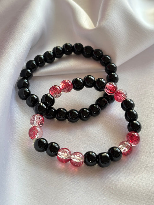 Black & Red Crystal Bead Bracelet