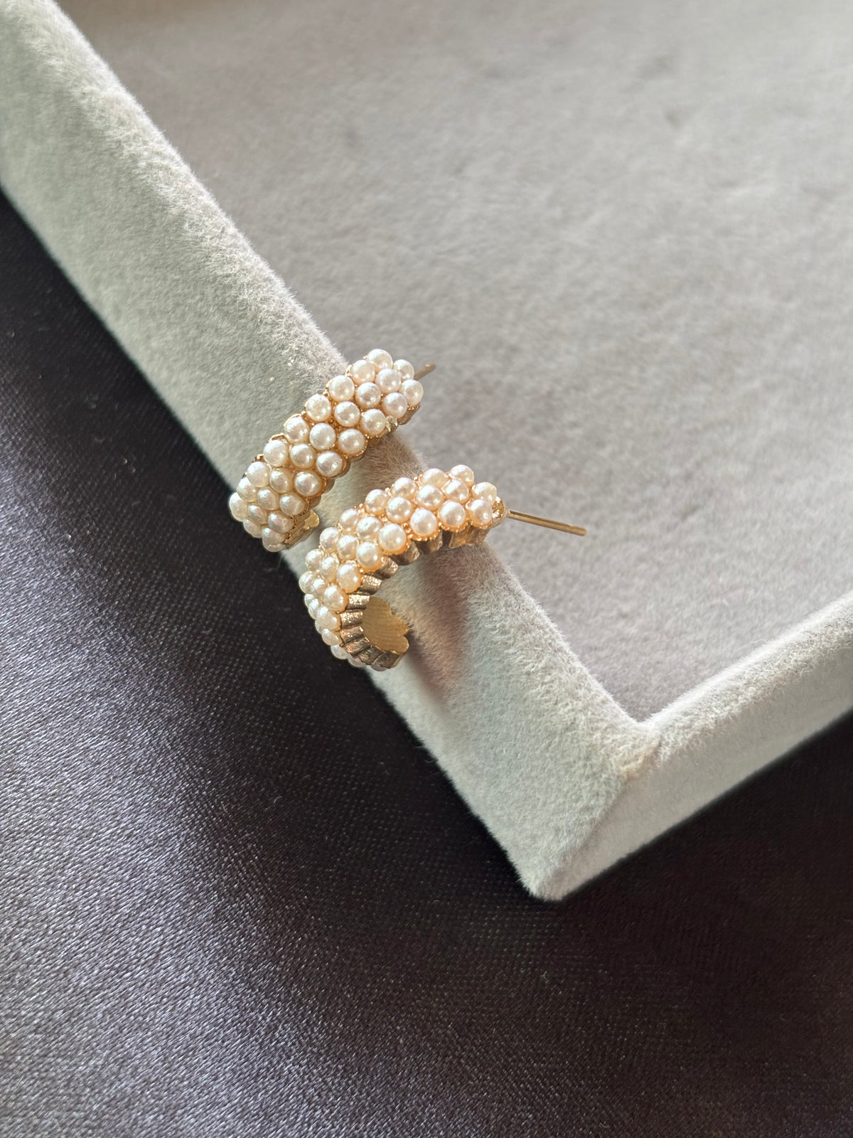 Pearl Beaded Gold Hoop Earrings