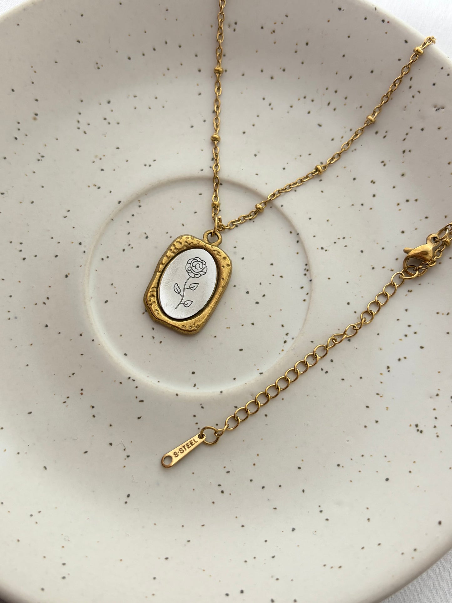 Vintage Rose Pendant Necklace