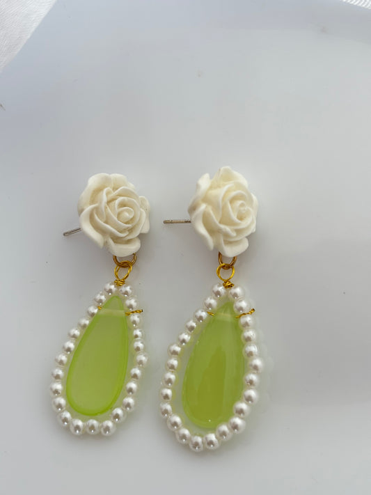 Elegant Rose Pearl Drop Earrings