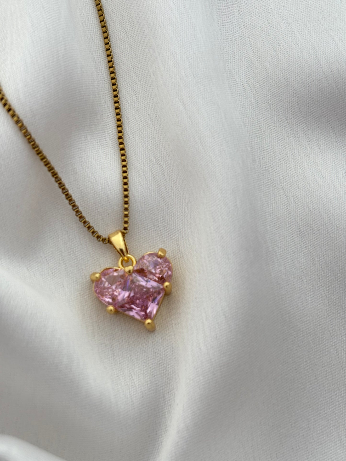 Pink Heart Zirconia Necklace