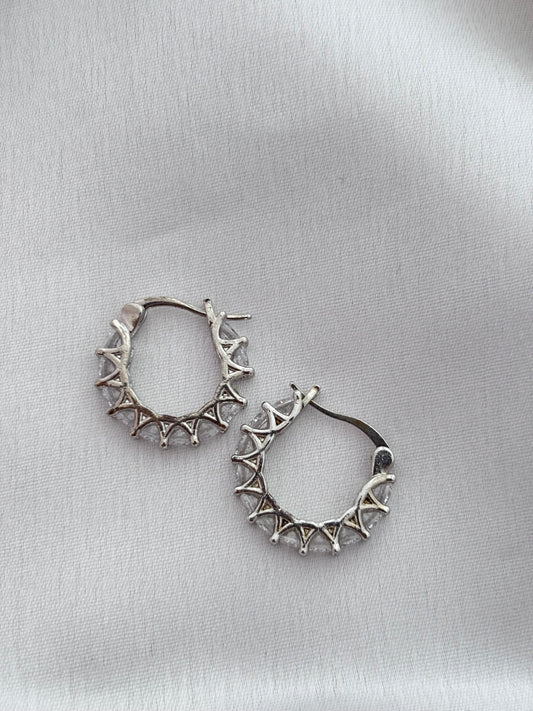 Silver Sunburst Huggie Earrings