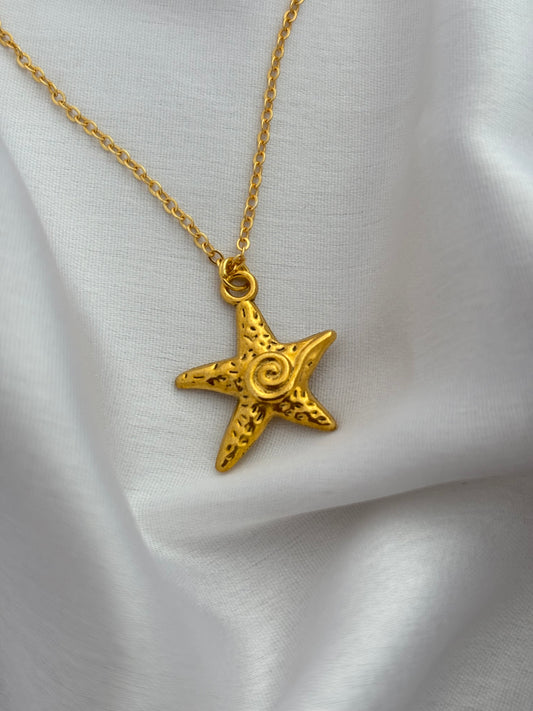 Tiny Golden Cosmic Swirl Necklace