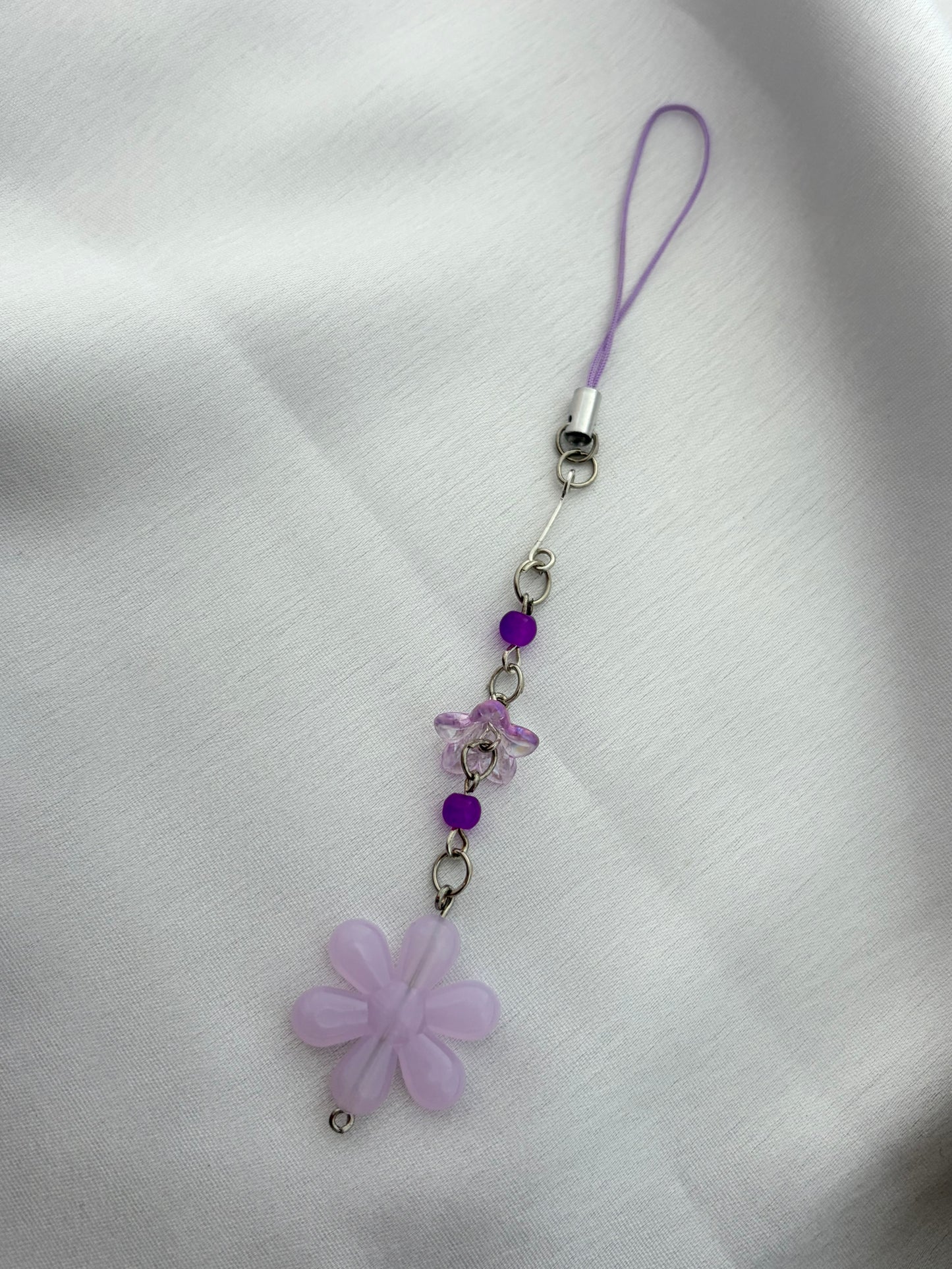 Lavender Beaded Flower Phone Charm