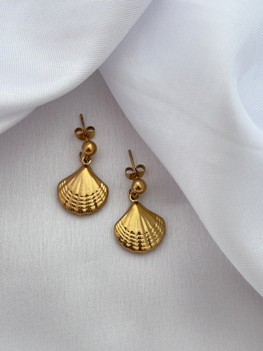 Gold Seashell Drop Earrings