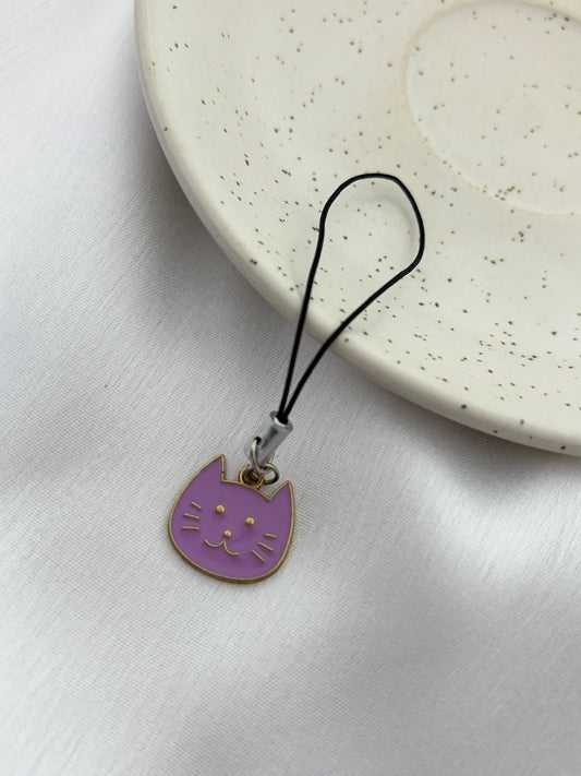 Lavender Purple Cat Phone Charm