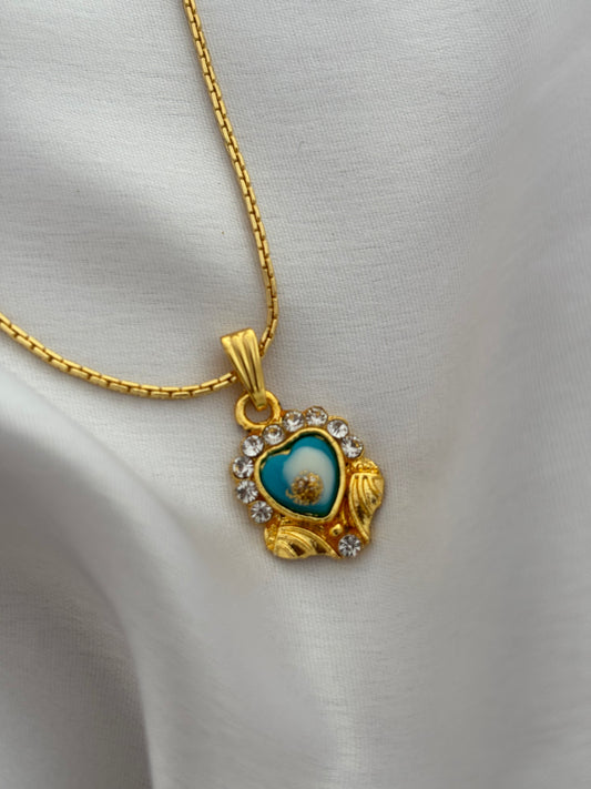18 Kt Gold Necklace with Blue Heart Pendant