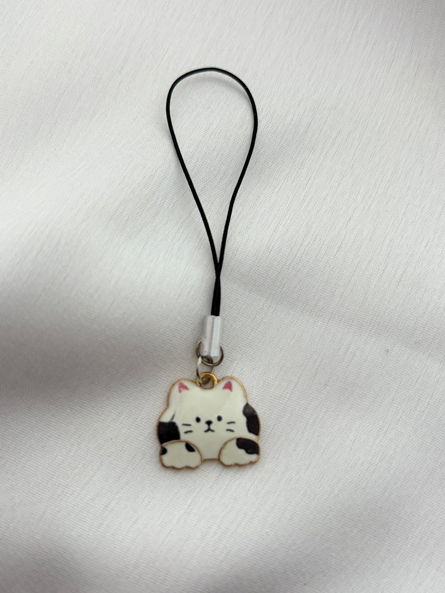 Spotted Tuxedo Cow Cat Phone Charm