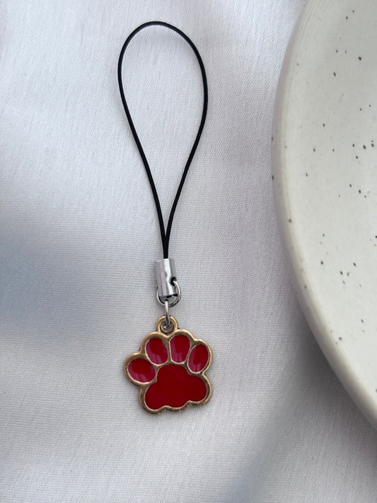 Red Paw Print Phone Charm