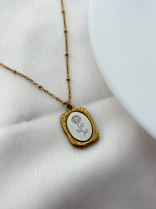 Vintage Rose Pendant Necklace