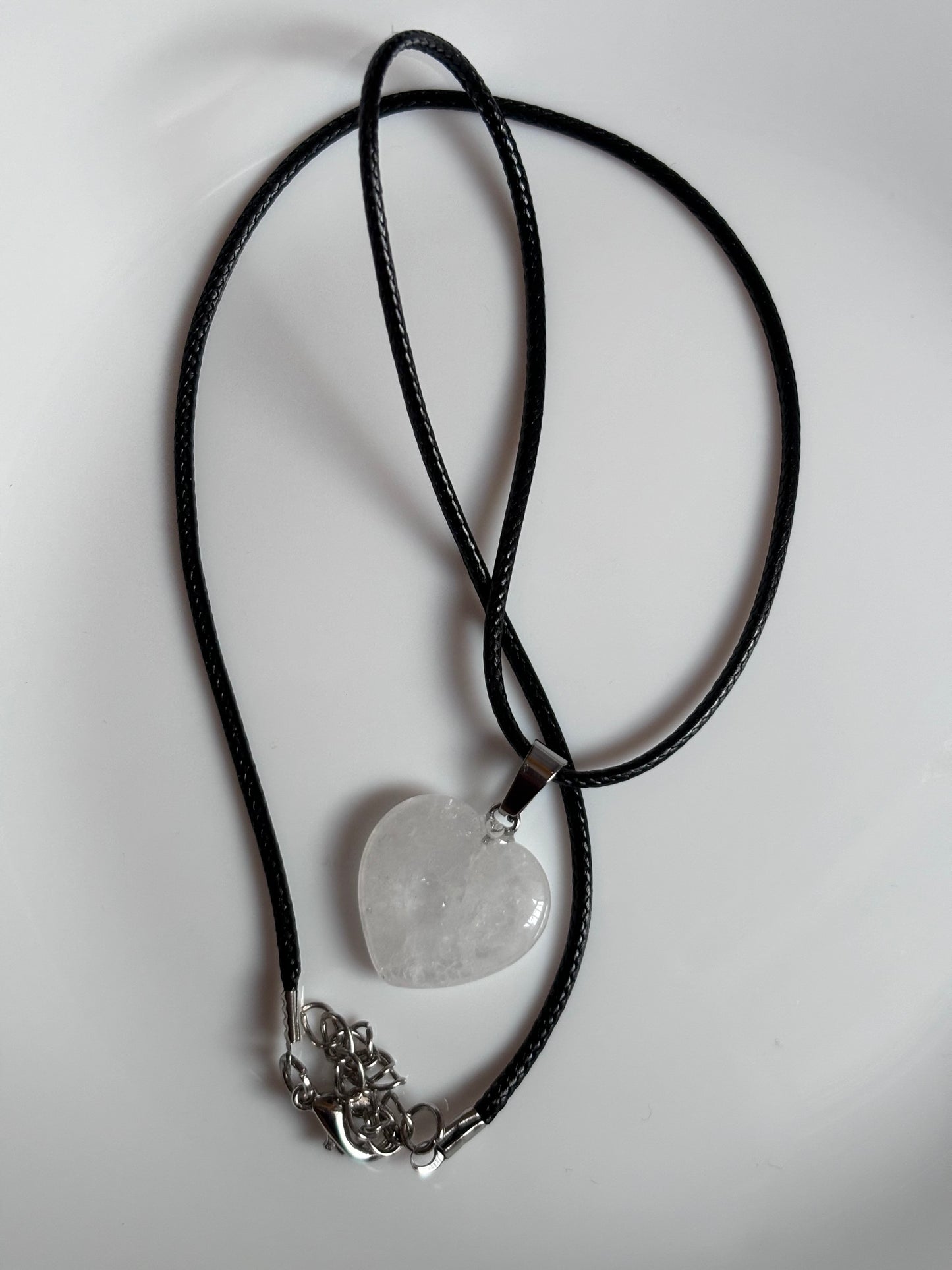 Clear Quartz Heart Cord Necklace