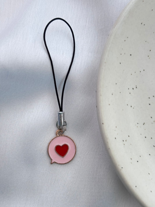 Pink Heart Speech Bubble Phone Charm