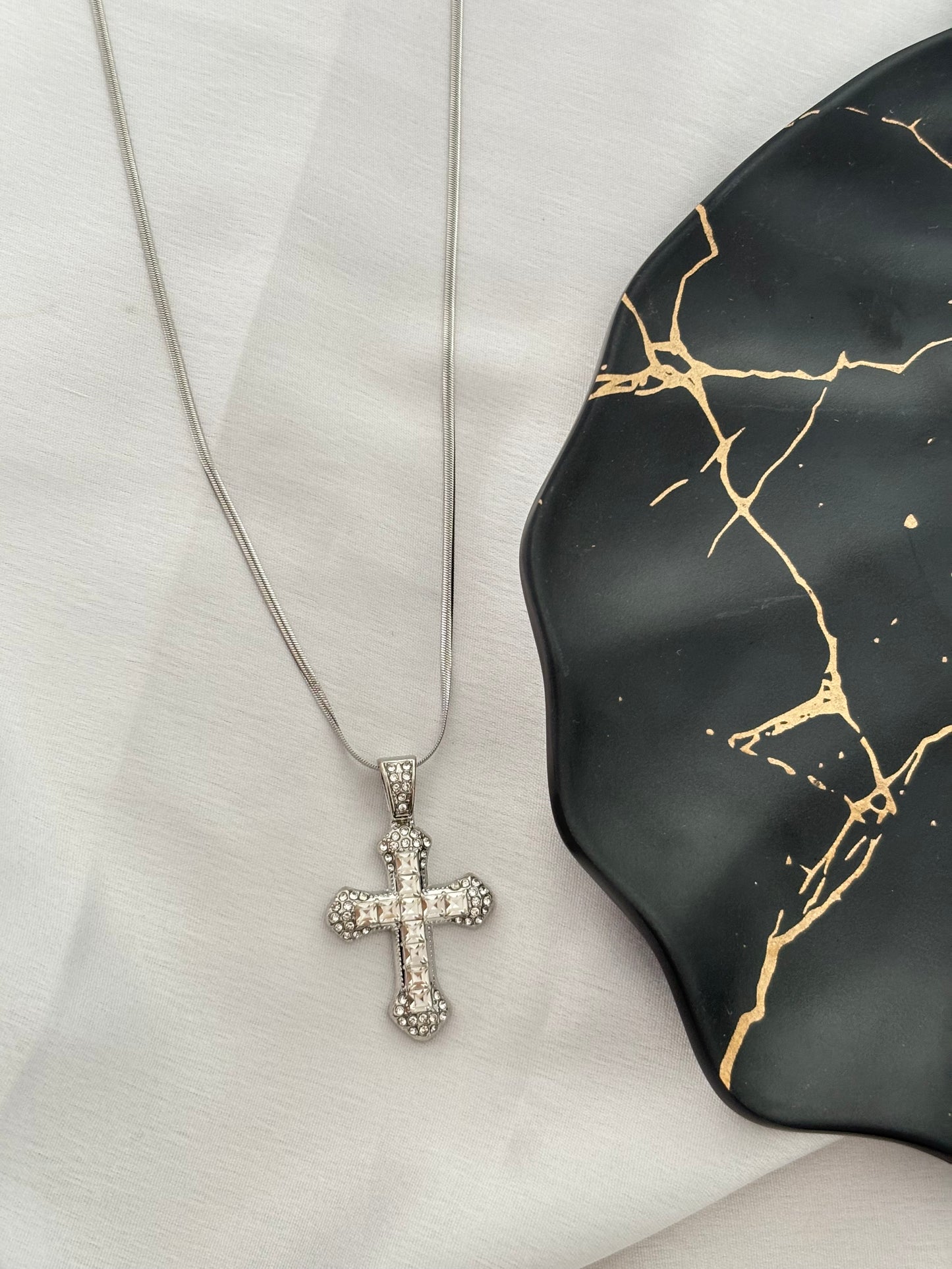Iced Out Anti-Tarnish Cross Necklace