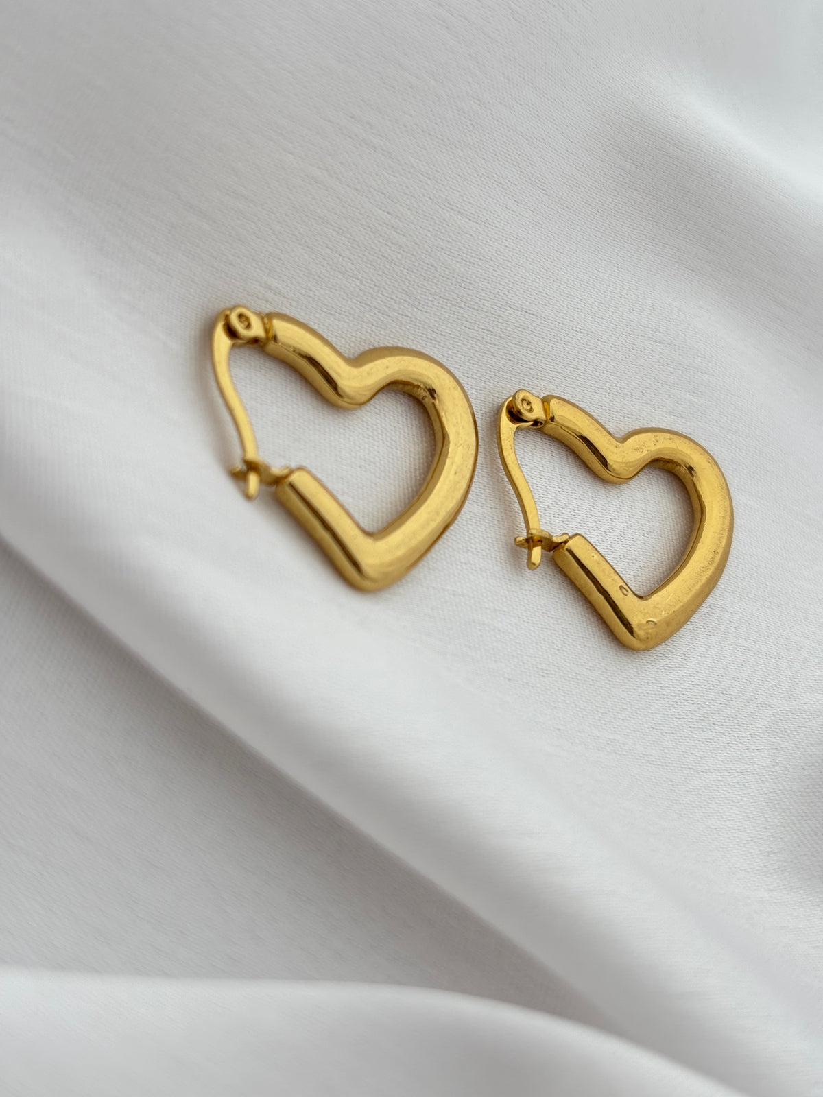 Chunky Gold Heart Hoop Earrings
