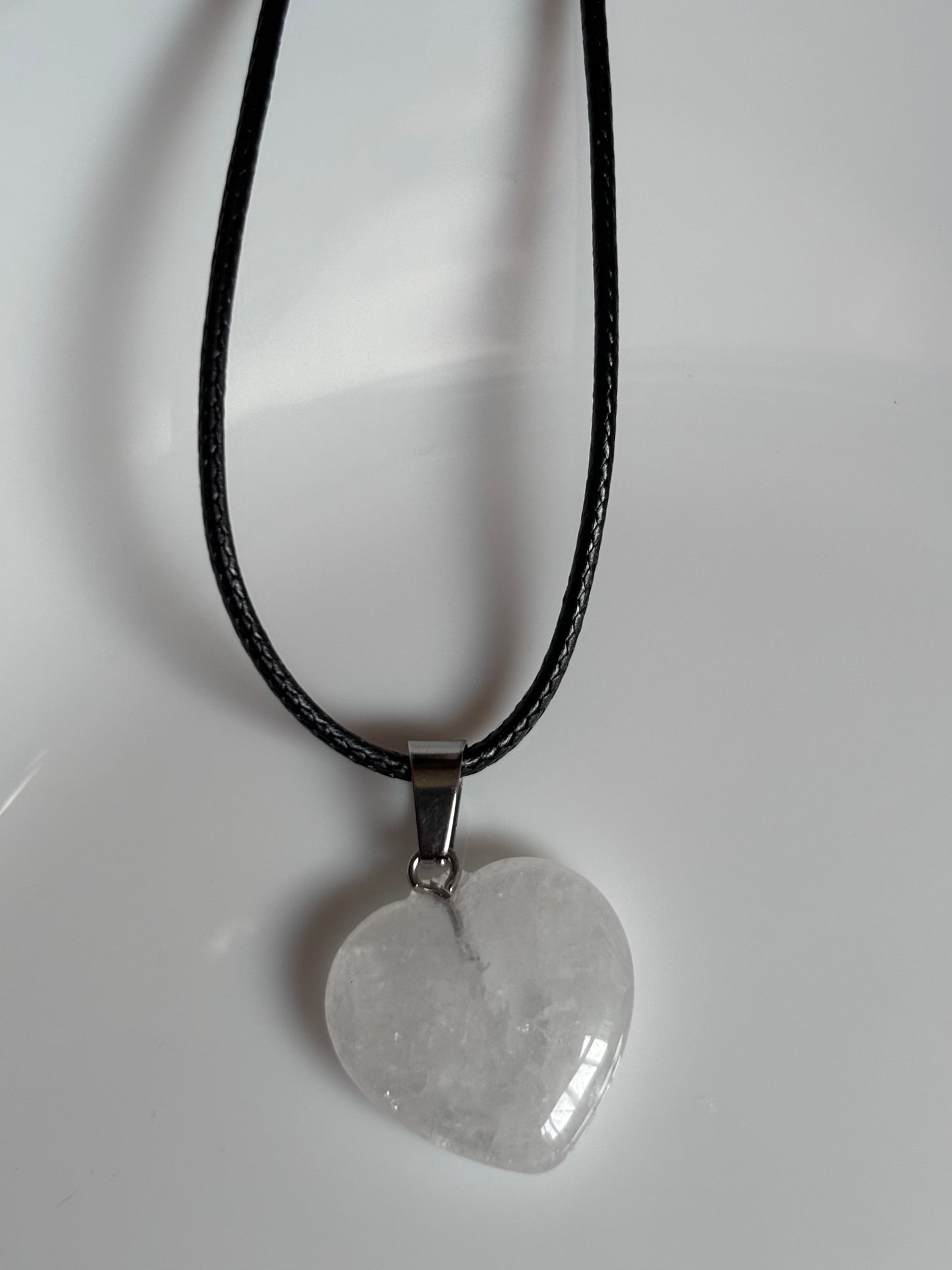 Clear Quartz Heart Cord Necklace