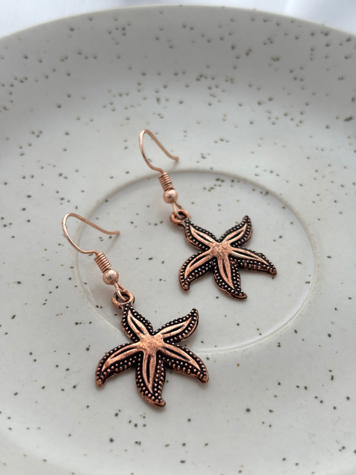 Antique Bronze Starfish Drop Earrings